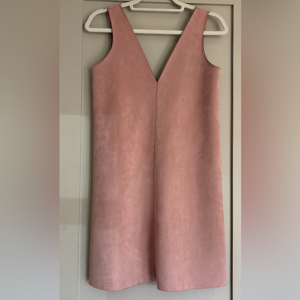 Zara Blush Pink Sleeveless Faux Suede Dress